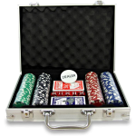 Deluxe Poker Game Set 2x Mazzi Completi Carte 200x Fiches Colorate Valigetta Alluminio