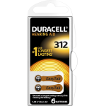 6 Batterie 1.45V PR41 Type 312 (4607) per apparecchi acustici Duracell