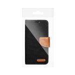 Custodia Tessuto Fancy Canvas Flip Libretto Carte Nero iPhone 12 / 12 Pro