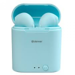 Auricolare Bluetooth 5.0 Denver TWE-46 Cuffia Microfono Earbuds Charging Case Azzurro