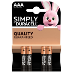 1 Blister 4 batterie Alkaline AAA Ministilo 1,5v Duracell Simply