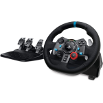 Logitech G G29 Driving Force Racing Wheel Volante da Corsa, Pedali Regolabili, Ritorno di Forza Reale, Comandi Cambio in Acciaio Inossidabile, Volante in Pelle, Presa EU, per PS5, PS4, PC - Nero