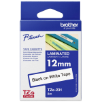 Cassetta Nastro TZE-231 Originale Nero su Bianco 8m/12mm Brother TZe-231 P-touch 200 / P-touch 1280 / P-touch 2460 / P-touch 310 / P-touch 350 / P-touch 1200 / P-touch 1800 / P-touch 2400 / P-touch 2500PC / P-touch 1000 / P-touch 1005F / P-touch 1010 / P-