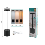 LAMPADA LED DA TAVOLO TOUCH CON RICARICA USB 3W NERA ARRANGO AT60513