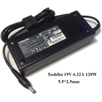 Alimentatore 19V 6.32A 120W Notebook Toshiba, Spinotto: 5.5 x 2.5mm Comp. Cavo Alimentazione
