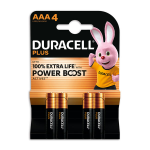 1 Blister 4 batterie Alkaline AAA MN2400 LR03 Ministilo 1,5v Duracell Plus Power Boost