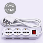 Multipresa V-TAC Cavo 1,5m e 9x Prese 10/16A (6x Laterali Bipasso + 3x Frontale Bipasso/Schuko) Spina 16A e Interruttore