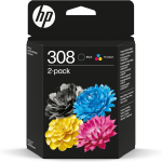 Multipack cartucce HP n.308 6L6S6UE nero+tricolore per HP Envy 6110e, 6120e, 6122e, 6130e, 6132e, 6520e, 6530e, 6532e