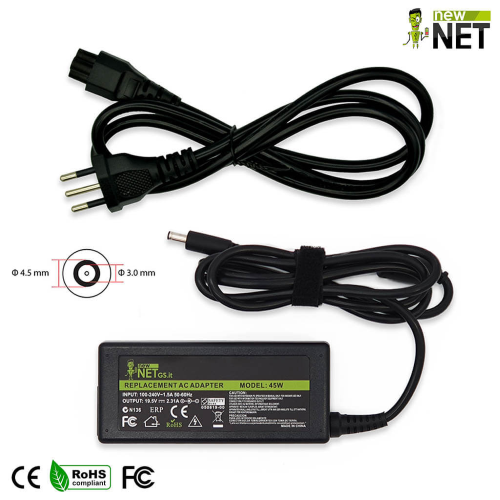 ALIMENTATORE PER NOTEBOOK DELL Inspiron 11-3000 Series 45W 19.5V 2.31A spinotto 4.5 x 3.0 mm
