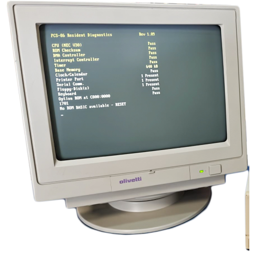 PC Desktop Vintage Olivetti PCS 86 NEC V30 (8086) + Monitor Olivetti DSP 2814
