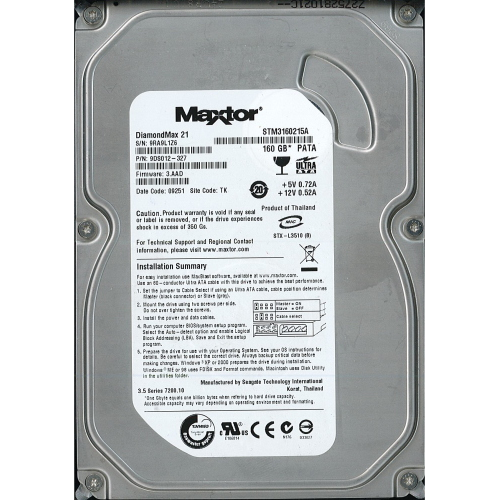 Hard-Disk 3.5" HDD PATA 160GB Maxtor STM3160215A (sn 9RA9L1Z6)