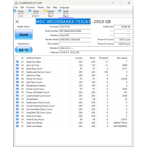 Hard-Disk 3.5" HDD SATA 250GB WDC WD2500AAKX-753CA1 (sn WMAYW2922908)