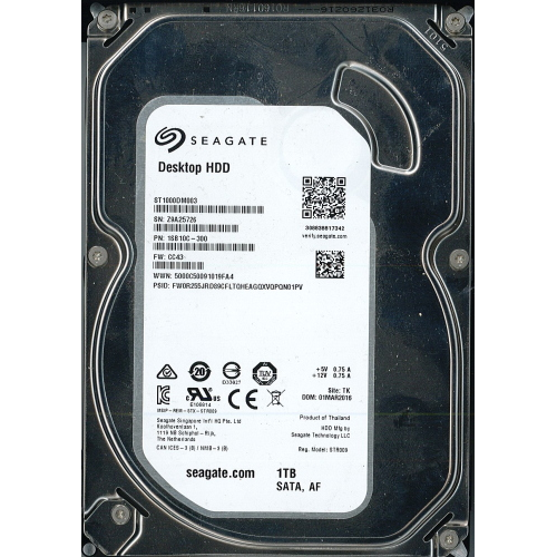 Hard-Disk 3.5" HDD SATA 1TB 1000GB Seagate ST1000DM003-1SB10C (sn Z9A25726)