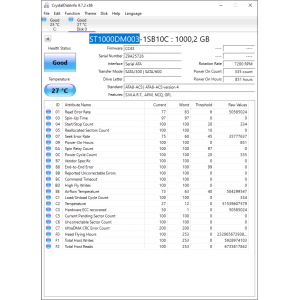 Hard-Disk 3.5" HDD SATA 1TB 1000GB Seagate ST1000DM003-1SB10C (sn Z9A25726)