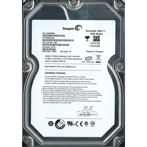 Hard-Disk 3.5" HDD SATA 1.5TB 1500GB Seagate ST31500341AS (sn 9VS39M32)
