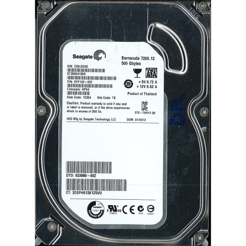 Hard-Disk 3.5" HDD SATA 500GB Seagate Barracuda ST3500413AS (sn Z2AL5G00) 