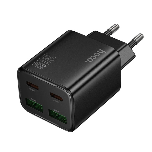 HOCO N56 - CARICABATTERIE DA RETE 30W - 2*USB-C E 2*USB-A - NERO