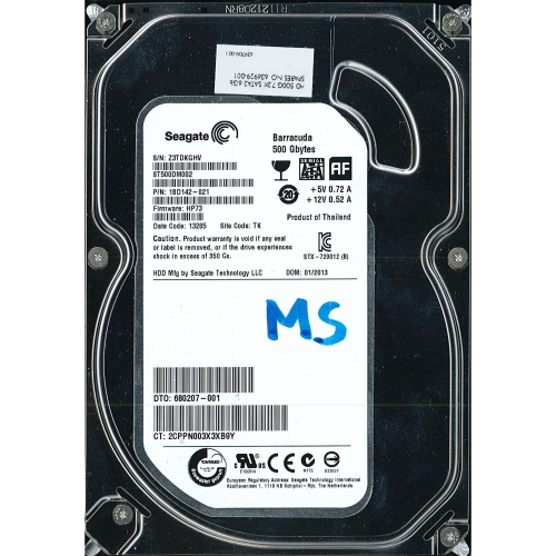 Hard-Disk 3.5" HDD SATA 500GB Seagate Barracuda ST500DM002-1BD142 (sn Z3TDKGHV) 