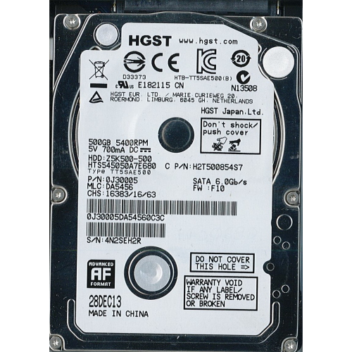 Hard-Disk 2.5" HDD SATA 500GB Hitachi HGST HTS545050A7E680 (sn TEA55C4N2SEH2R) 