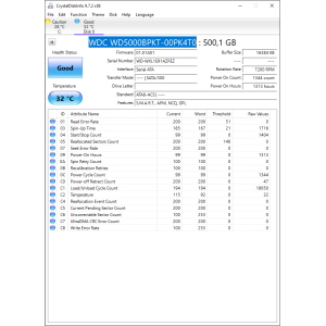 Hard-Disk 2.5" HDD SATA 500GB WD Scorpio BK WD5000BPKT-00PK4T0 (sn WXL1E91AZPEZ) 