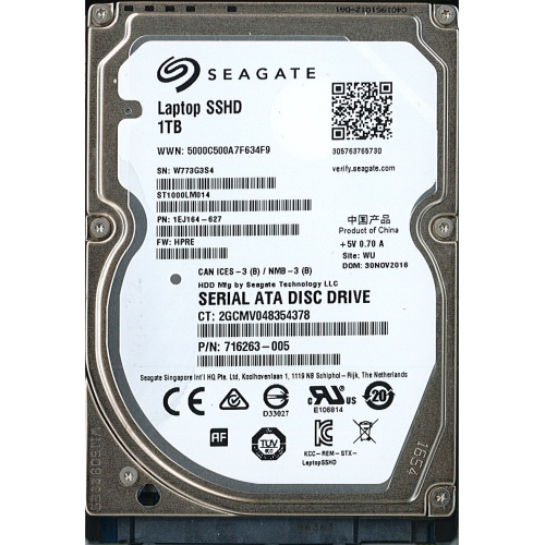 Hard-Disk 2.5" SSHD SATA 1.0 TB Seagate ST1000LM014-1EJ164-SSHD (sn W773G3S4) 