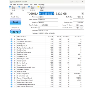 Hard-Disk 2.5" HDD SATA 320GB Toshiba MK3256GSY (sn 608IT1P2T) 