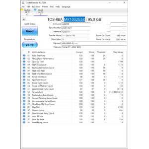Hard-Disk 2.5" HDD SATA 100GB Toshiba MK1032GSX (sn Z5JK1487T)