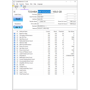 Hard-Disk 2.5" HDD SATA 100GB Toshiba MK1032GSX (sn Z5JK1490T)