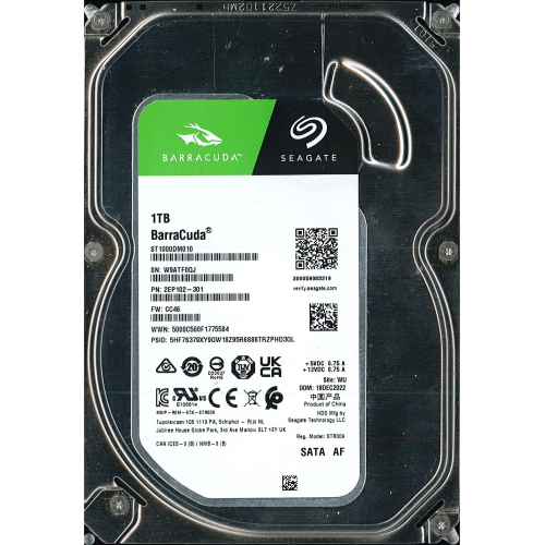 Hard-Disk 3.5" HDD SATA 1.0TB 1000GB Seagate ST1000DM010-2EP102 (sn W9ATF0QJ)