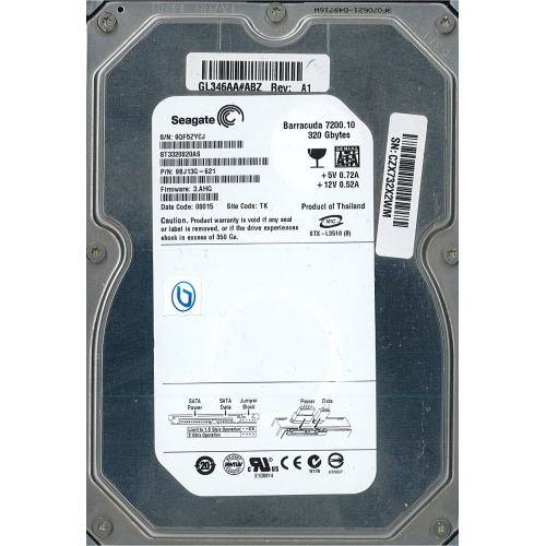Hard-Disk 3.5" HDD SATA 320GB Seagate Barracuda ST3320820AS (sn 9QF5ZYCJ)  