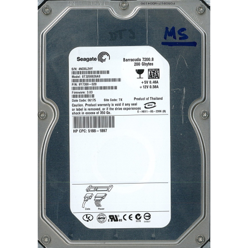 Hard-Disk 3.5" HDD SATA 200GB Seagate Barracuda ST3200826AS (sn 4ND0L2HY) 