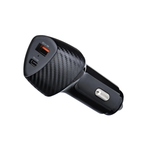Caricabatteria da auto Type C 3.0 PD20W + USB QC3.0 18W 5A CC50-1A1C nero (Totale 38W)
