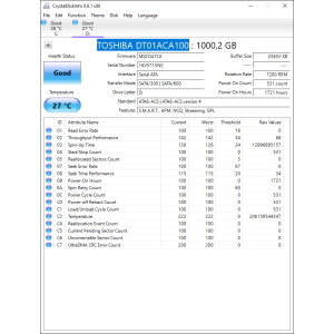 Hard-Disk 3.5" HDD SATA 1000GB (1.0TB) Toshiba DT01ACA100 (sn 16V5715NS) [MS] 