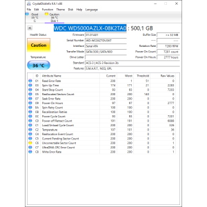 Hard-Disk 3.5" HDD SATA 500GB WDC WD5000AZLX-08K2TA0 (sn WCC6Z7DVJ3KT) [MS] 
