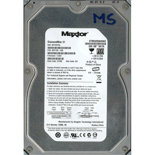 Hard-Disk 3.5" HDD SATA 250GB Maxtor STM3250820AS (sn 6RT03YXL) [MS] 