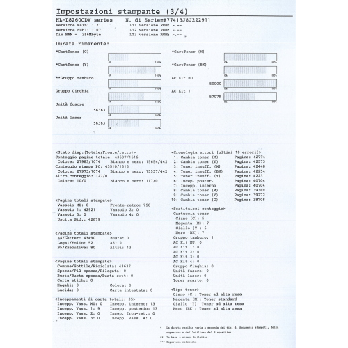 Stampante Laser Colori Brother HL-L8260CDW 33ppm 2400x600dpi A4 USB WiFi USATA