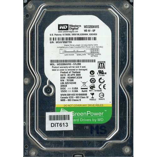 Hard-Disk 3.5" HDD SATA 320GB WDC WD3200AVVS-57L2B0 (sn WCAV10567724) [MS] 
