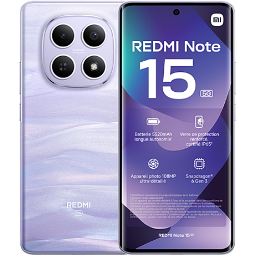 Telefono Cellulare Xiaomi Redmi Note 15 5G RAM 8GB/256GB ROM, Purple
