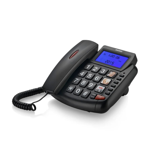Telefono Fisso con Tasti Grandi, SOS, LCD, Vivavoce Brondi Bravo 90 LCD Nero
