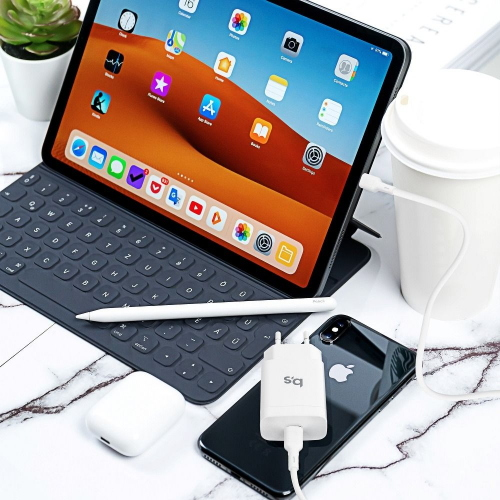 Caricabatteria da rete per iPhone X/11/12/13/14 18W con la carica PD e il cavo da staccare Blue Star