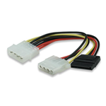 Cavo sdoppiatore alimentazione da Molex 4p 5.25 M a Serial Ata 15p F + Molex 4p 5.25 F, 15 cm