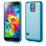 Custodia TPU SKIN Disegno Classico Simil Pelle Azzurro per Samsung Galaxy S5 SM-G900F