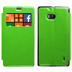 Custodia in Ecopelle Slim View con Holder Verde per Nokia Lumia 930