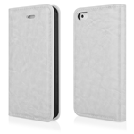 Custodia Libretto Pelle Bianca, Apple iPhone 5S / 5, Magnetica Carta di Credito Banconote