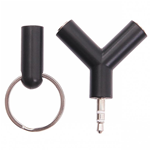 Splitter Sdoppiatore Aux Audio 3.5mm a Portachiavi Nero