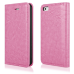 Custodia Libretto Pelle Rosa, Apple iPhone 5S / 5, Magnetica Carta di Credito Banconote