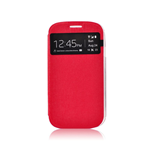 Custodia Libretto TPU e Ecopelle Rosso con S View Microsoft Lumia 640 XL