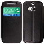 Custodia in Ecopelle Nera Slim View con Holder per HTC One 2014 (M8)