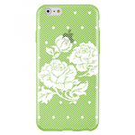 Custodia TPU Verde Trasparente Rose Bianche Apple iPhone 6 5,5"