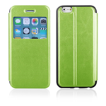 Custodia in Ecopelle Verde e TPU Nero con View per Apple iPhone 6 Plus 5.5"